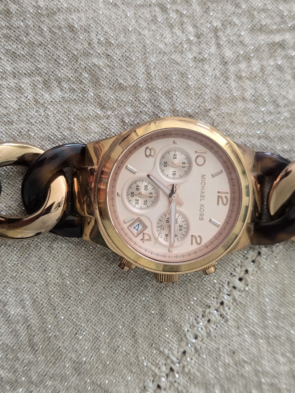 Michael Kors Rose Gold Tone Chain Link Chronograph Watch